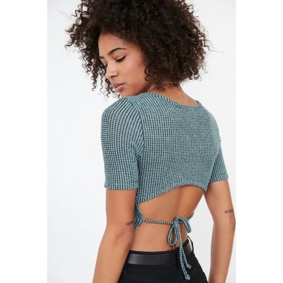 Silence + Noise sweater knit-tie tee, green